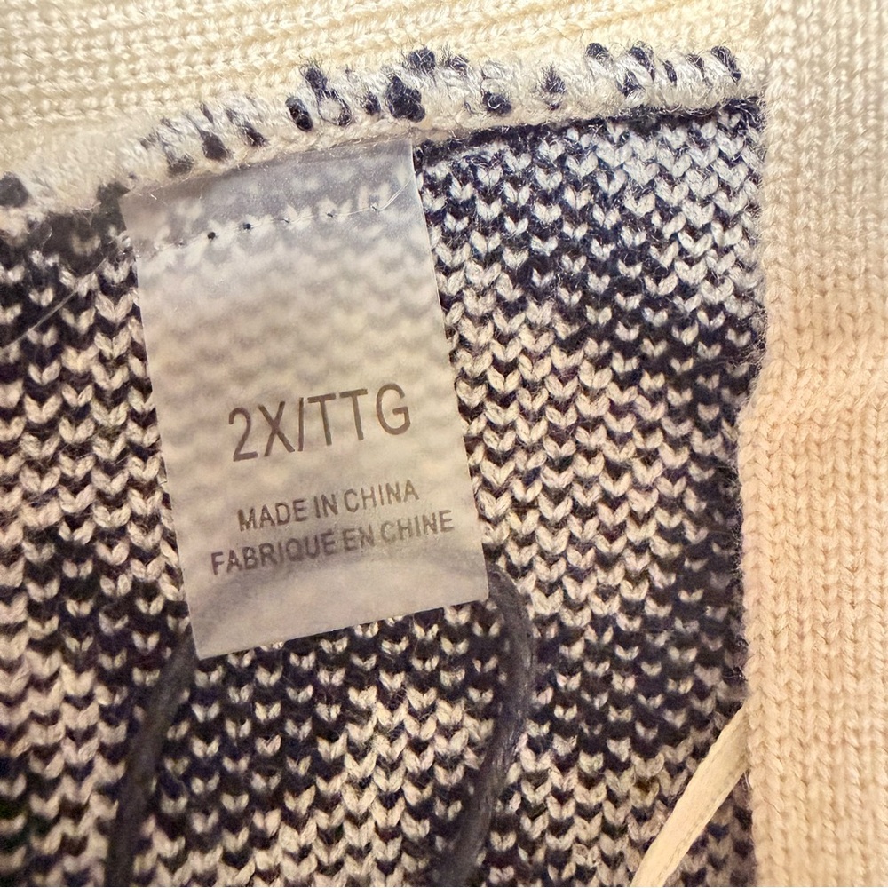 T Tahari NWT Zebra Ivory Black Jacquard V Neck Cardigan Women’s Plus Size 2X - Picture 6 of 9